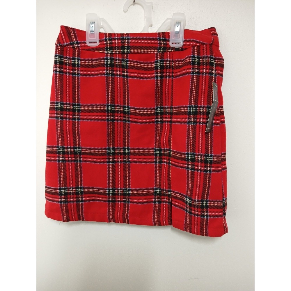 No Boundaries Plaid Mini Skirt XS Juniors NWT Y2K Grunge Schoolgirl Slit Zip Hol